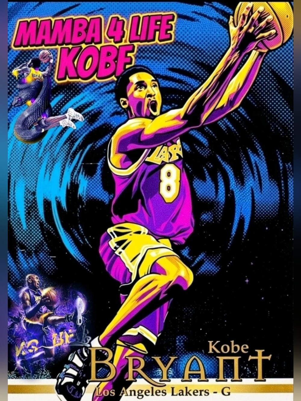 NEW!💯 KOBE BRYANT LAKERS 8.5x11 GLOSSY COLORFUL POP ART SELF-CREATED POSTER!🤩